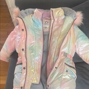 Appaman Iridescent Kids Puffer Jacket with Faux Fur